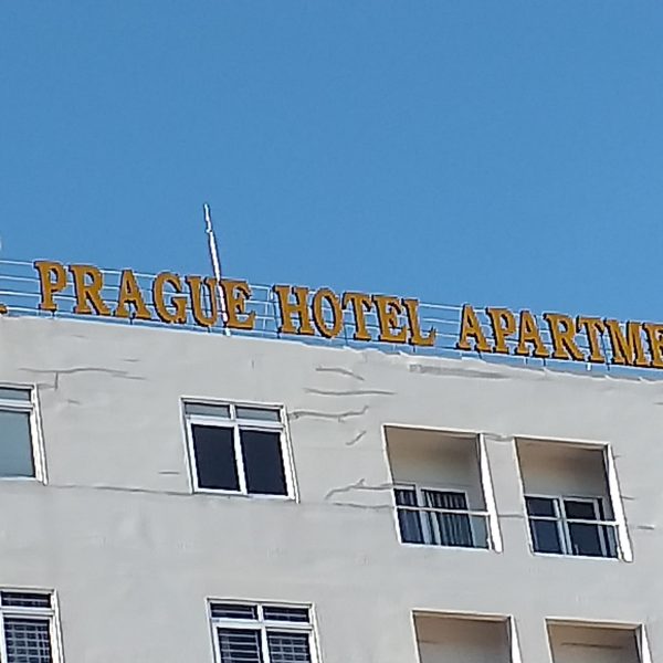 Chử nổi mica - inox - Prague Hotel